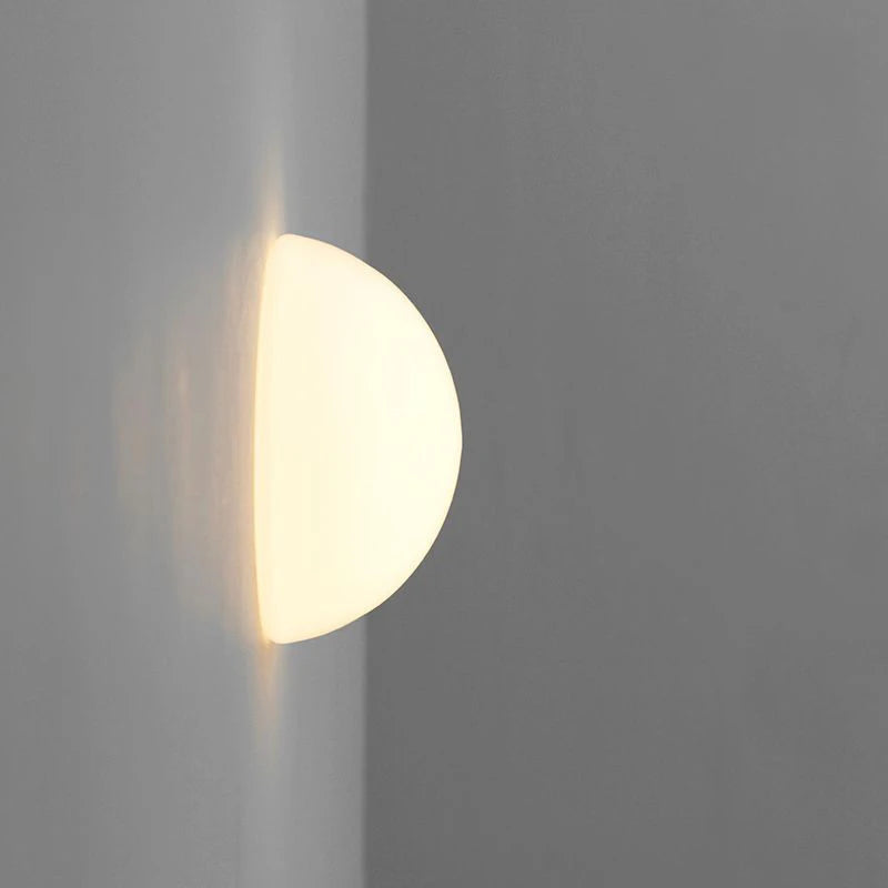 New Concealed Base Glass Wall Lamps French Bauhaus Milky White Round Ball Wall Light for Bedside Living Room Bathroom Mirror Dec