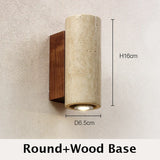 Wabi-Sabi Yellow Travertine Marble LED Wall Sconce - Japanese Natural Stone Minimalist Wall Lamp for Bedroom Bedside, Living Room & Corridor