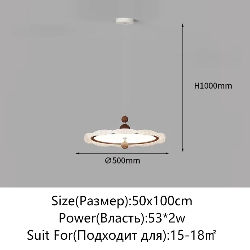 Nordic Modern Walnut Wood Grain Pendant Light - Dimmable LED Chandelier