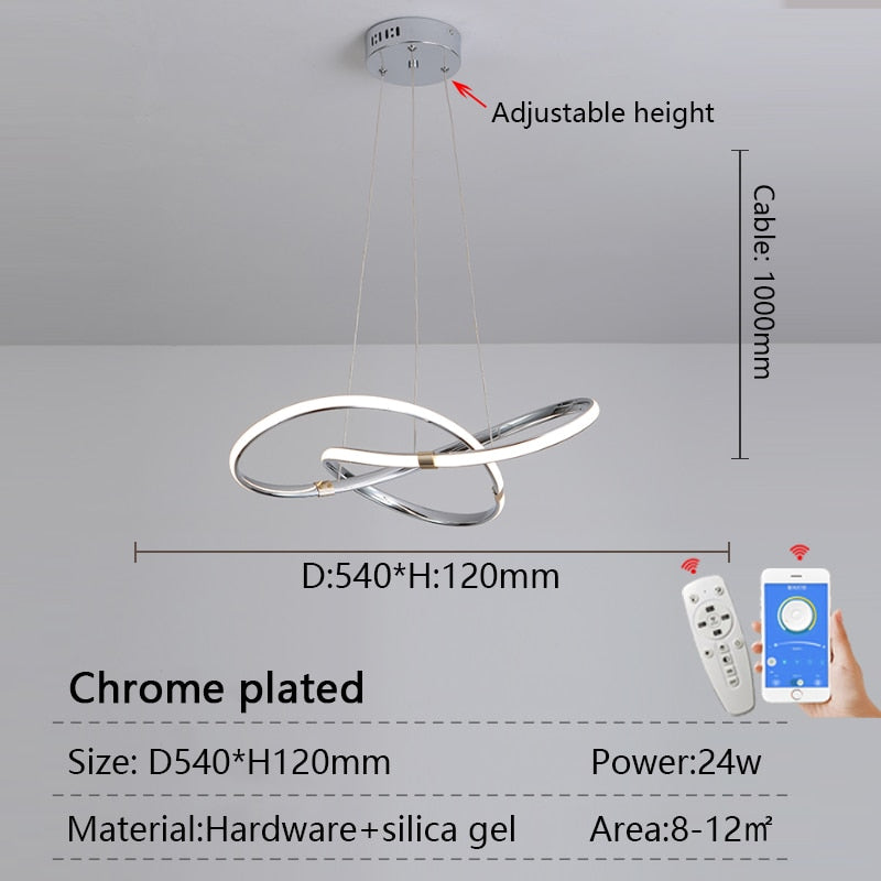 Modern Pendant LED Chandelier Lamp AC110-240V Hanging Chandelier Lights for Dinning Bed room Kitchen Alexa Google Home