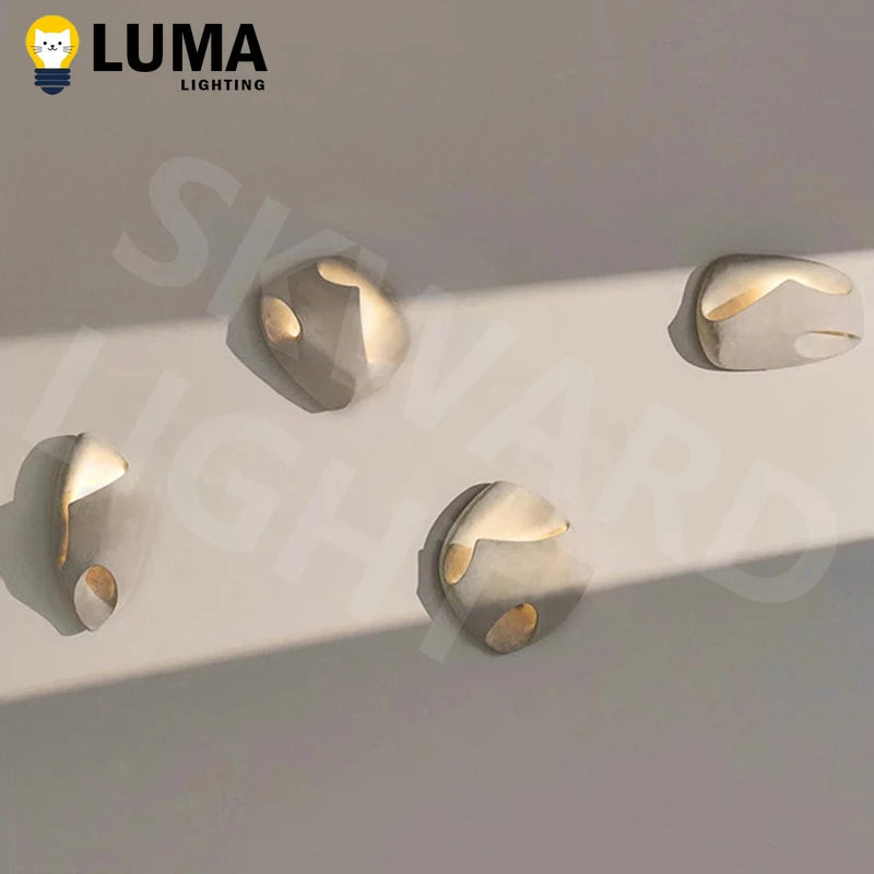 Wabi Sabi Style Cement Wall Lamp, Japanese Style Creative Wall Light for Art Hotel Livingroom Background Bedroom LED Lighting