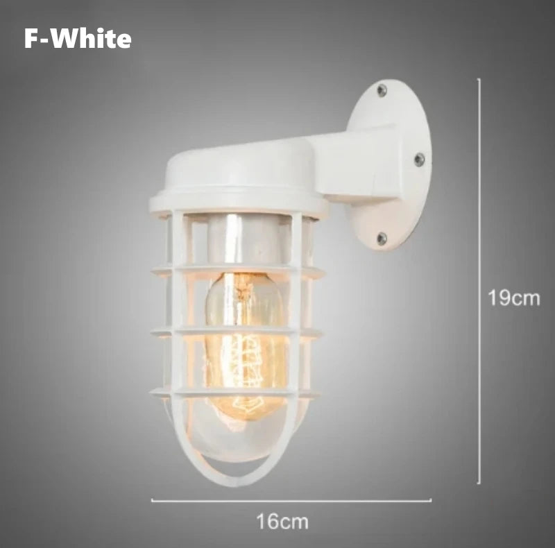Retro Aluminum Outdoor LED Wall Lamp E27 Waterproof Moisture Industrial Garden Porch Light Bathroom Balcony Glass Ceiling Light