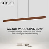 Modern Walnut Wood Long Bar Pendant Lights Dining Room Kitchen Island Adjustable Height Hanging Light Living Room Droplight
