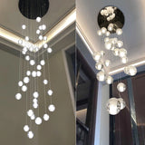 LED Villa Staircase Pendant Lights Long Cable Hanging crystal glass ball droplight for Restaurant Bar Indoor Decorative