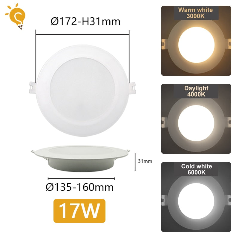 LED Downlight 110V 220V Ceiling Light 17W 20W 24W Recessed Led Down light Round Panel Light Spotlight Indoor Lighting