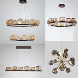 Modern LED Living Room Chandelier Lighting Nordic Rock Glass Dining Room Hanging Lamp Luxury American Bedroom Restaurant Fixture