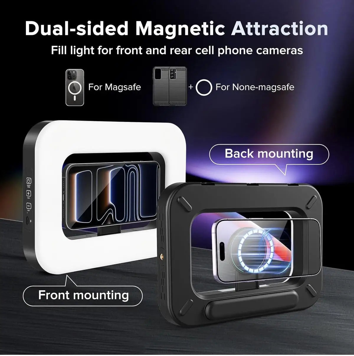 Handheld Magnetic Fill Light Pocket Size - Portable LED Ring Light for Phone