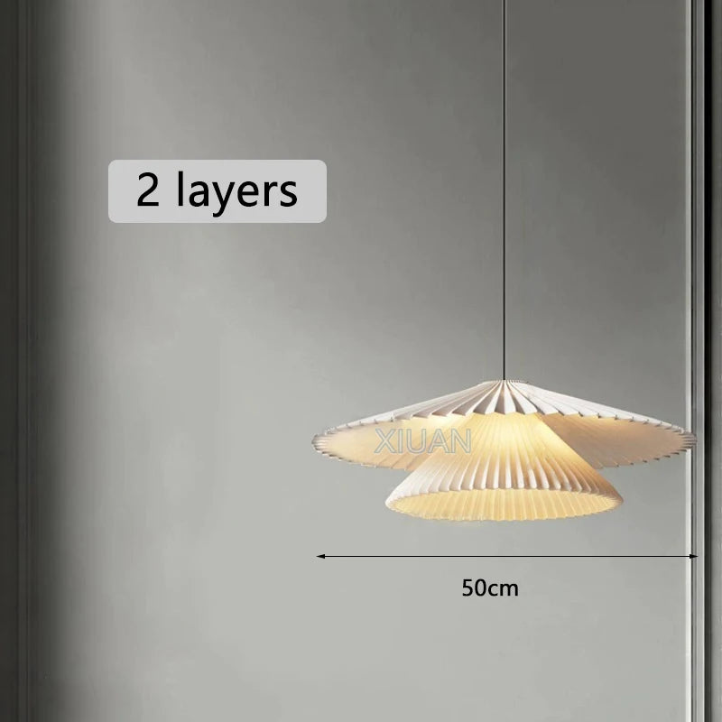 Creative Pleated Fabric LED Pendant Light & Sconce - Designer Textile Chandelier Lamp Fixture for Kitchen Island, Dining Table, Restaurant & Hotel Decor