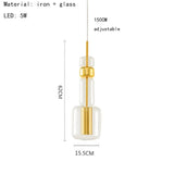 Modern Clear Glass Pendant Lamp Gold Black Metal Hanging Light Fixtures Drop Shipping For Dining Room Kitchen Bar Shop Bedside
