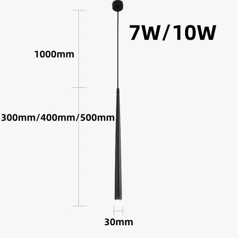 Dimmable Cone Long Tube LED Pendant Light Hanging 7W Lamp Aluminum Acrylic Home Kitchen Island Dining Living Room Bar Cafe