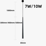 Dimmable Cone Long Tube LED Pendant Light Hanging 7W Lamp Aluminum Acrylic Home Kitchen Island Dining Living Room Bar Cafe