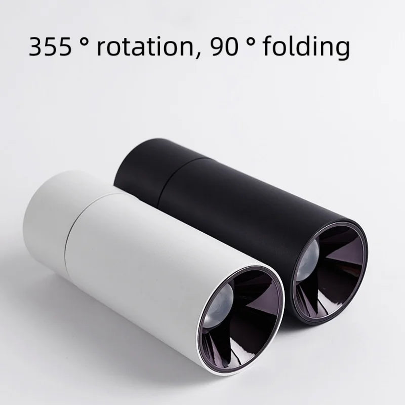 Rotating 355 ° Folding Surface Mounted Spot Light with No Opening Exquisite Ceiling COB Tube Light