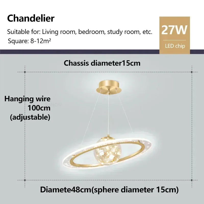 Modern Planet LED Ceiling Lights Lovely Crown Star Chandelier for Living Dining Room Kid's Bedroom Home Decoration Lamps Lustre