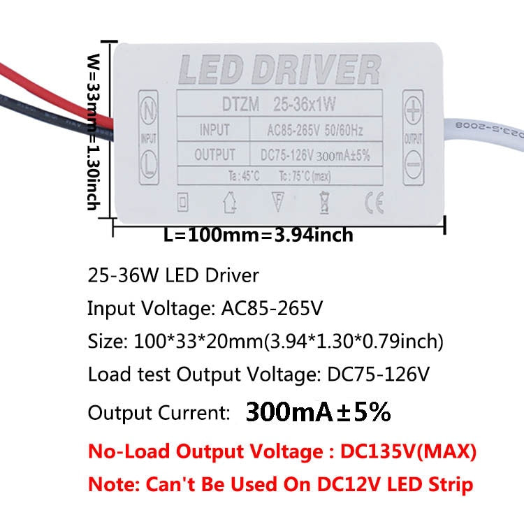 LED Driver 300mA 1-3w 4-7w 8-12w 12-18w 18-25w 25-36w LED Constant Current Driver Power Unit Supply For LED Bulb Transformers