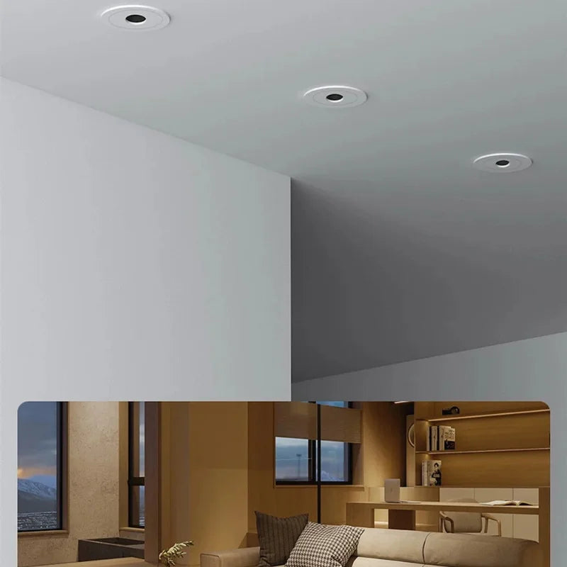 Small round hole deep anti-glare spotlights, embedded hotel living room and bedroom ceiling lights, adjustable background wall