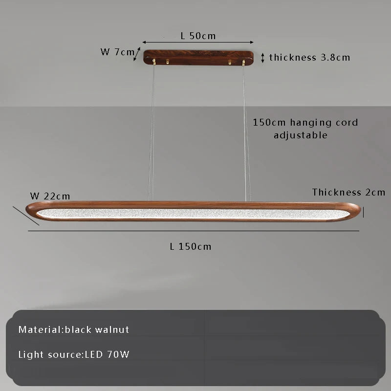Modern Home Decoration Wooden Ceiling Chandelier Led Black Walnut Long Pendant Lamp for Dining Room Bar