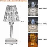 Diamond Table Lamp Crystal LED Bar Table Lamp Rechargeable Touch Sensor Dimming Bedside Lamps For Bedroom Decor