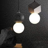 Modern Minimalist Resin Honeycomb Stone Design LED Warm White Light Single Bedside Dining Pendant Lamp Glass Ball Pink Fixture