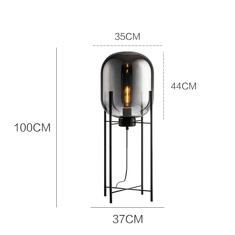 Nordic Minimalist Smoke Gray Glass Led Floor Lamp Designer Bedroom Bedside Table Light High-end Living Room Decoration Lighting