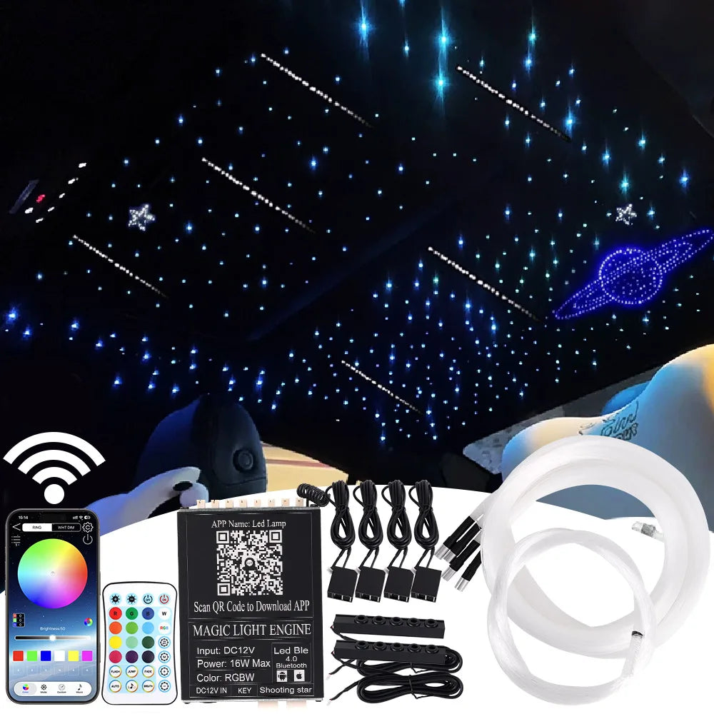 16W Twinkle LED Star Roof Chandelier - RGBW Fiber Optic Starlight Headliner Kit