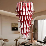Pink White Large Ceiling Pendant Light Home-appliance High Ceiling Glass Hanging Lamp Lustres Foyer Lighting Extremely Expensive