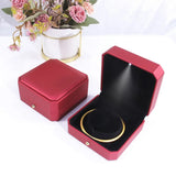 PU Leather LED Light Jewelry Box - Luxury Empty Case for Ring, Necklace & Earrings