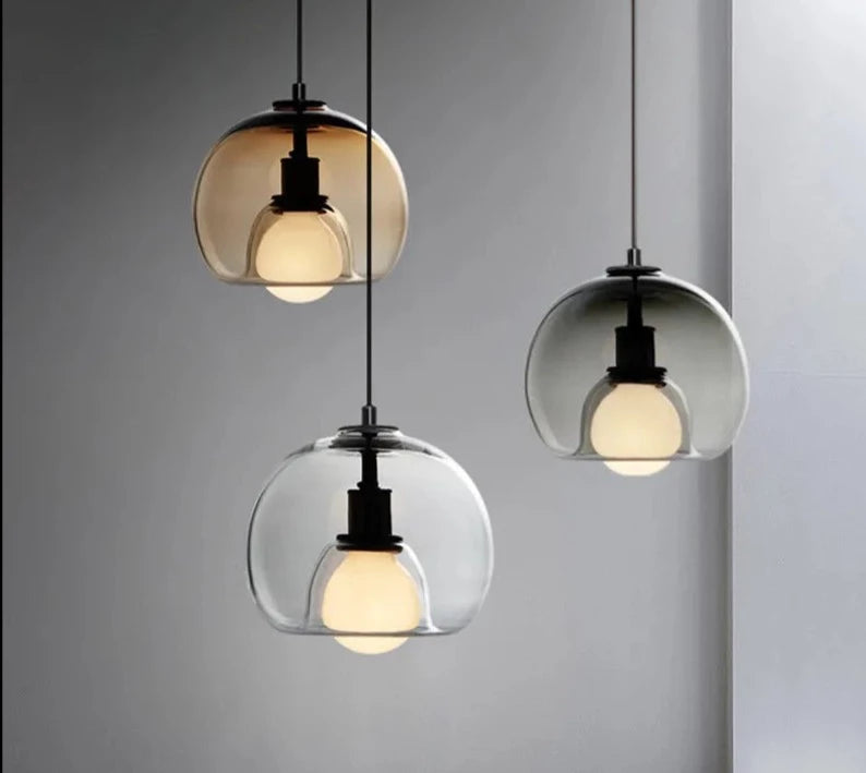 Modern Nordic Chandelier 3 Heads Iron Glass Indoor Home Decor Pendant Lights Dining Room Bar Salon Hanging Lamp Fixtures