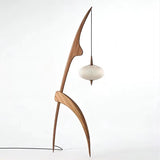 New Chinese Wabi-Sabi Solid Wood Floor Lamp - Creative Retro Standing Light Fixture for Living Room, Study & Bedroom