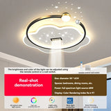 Modern LED Ceiling Light with Adjustable Spotlights - Dimmable Smart Fandelier Chandelier with Remote Control for Living Room