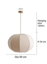 Japanese Wabi-Sabi Linen Fabric Pendant Light - Nordic Medieval Lantern Chandelier Hanging Ceiling Lamp Fixture for Living Room, Restaurant & Homestay Decor