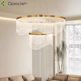 Medieval Bauhaus Luxury Fiberglass Paper Scarf Shape Wedge LED Pendant Light Lustre Lamps for Living Room Decoration Chandeliers