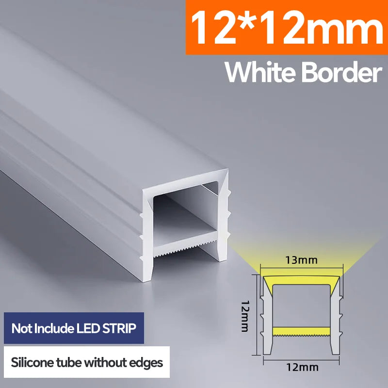 Light Strip Silicone Tube LED Diffuser Flexible Black and White Lampshade with Edge Contour Light Mask Plate Cover