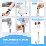 Red Light Therapy LED Electric Infrared Baking Lamp 275W Double-head 360° Adjustable Temperature Heat Lamp Remote Control With Rotating Pulley Base