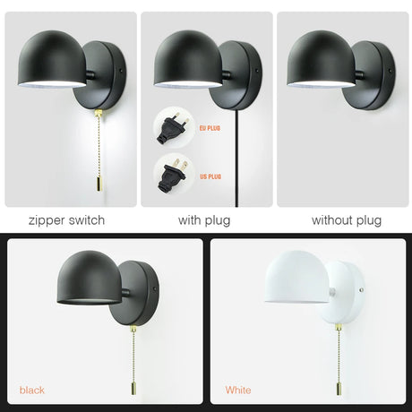 LED Wall Lamp With Switch And EU/US Plug Wall Lights for Home 350° Rotatable Indoor Living Room Bedroom Bedside Sconce Decorate