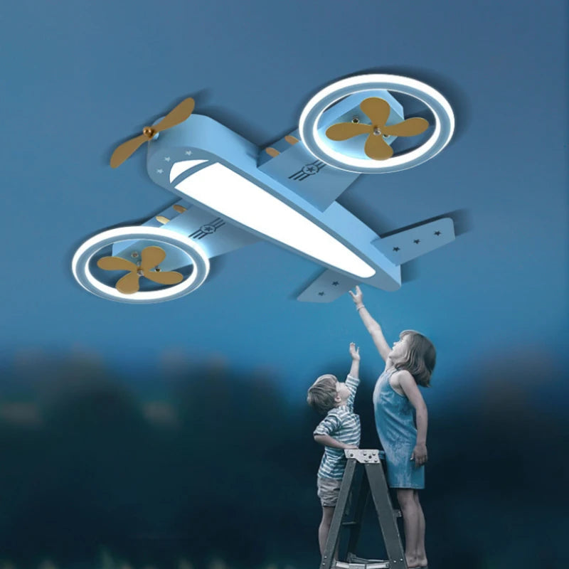Blue Passenger Airplane Children's Room Airplane Ceiling Lights LED Nordic Modern Bedroom Airplane Ceiling Lamps Home Decor