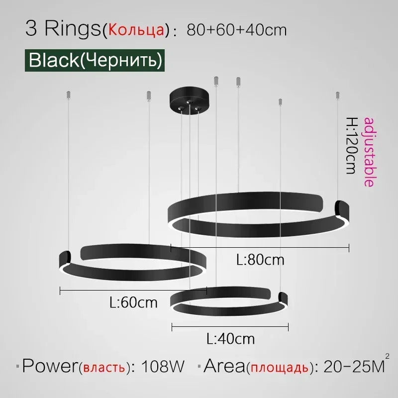 Nordic Designer Round LED Pendant Light - Modern Chandelier for Dining Room