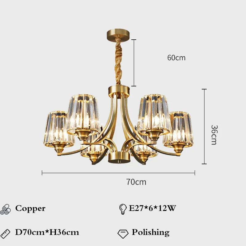 Modern Nordic Retro Luxurious Gold LED Pendant Chandelier Living Room Bedroom Home Decor Hanging Lights Lighting Fixtures Luster's