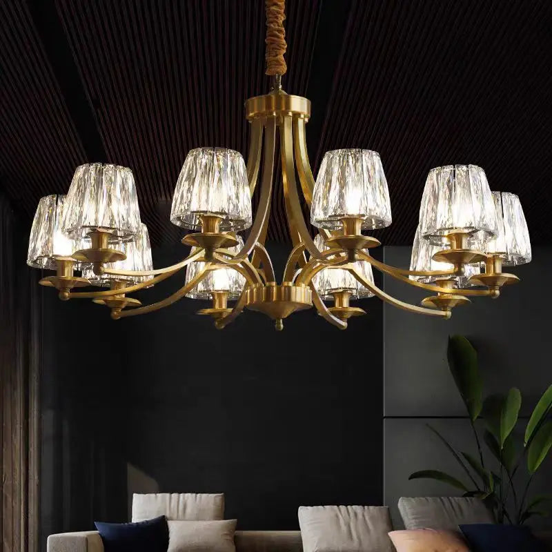 Copper Crystal Chandelier For Living Room Bedroom Study Dining Room Kitchen Villa Modern Luxury Style Gold Lamp Pendant Light