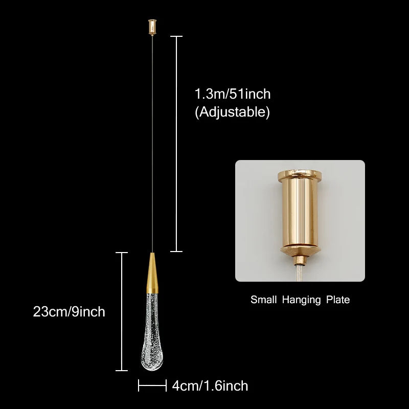 Crystal Led Pendant Lights For Bedroom Dining Room bar Water drop Chandelier Stair lamp interior decoration Hanging lamps