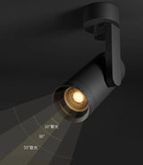 Free rotation adjustable focus 10 ° -55 ° track light dimmable surface mounted ceiling spotlight