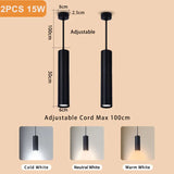 110V 220V Led Pendant Lights Replaceable GU10 Bulb Ceiling Chandelier for Kitchen Living Room Cylinder Hanging Lamp Decoration