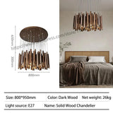 Retro Wooden Hanging Chandelier Light Dining Table Solid Wood Led Pendant Lamp Living Room Kitchen Chandelier Lighting Fixture