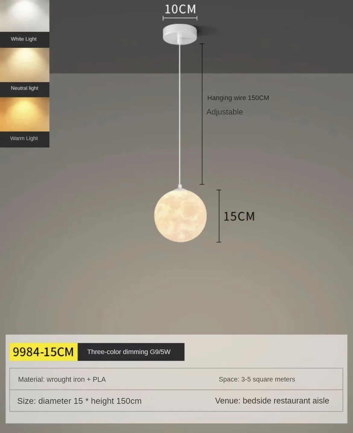 Modern LED Lunar Ceiling Chandelier Planet Shaped Moon Living Dining Room Pendent Lamp Home Decors Hanging Light Luster Fixtures