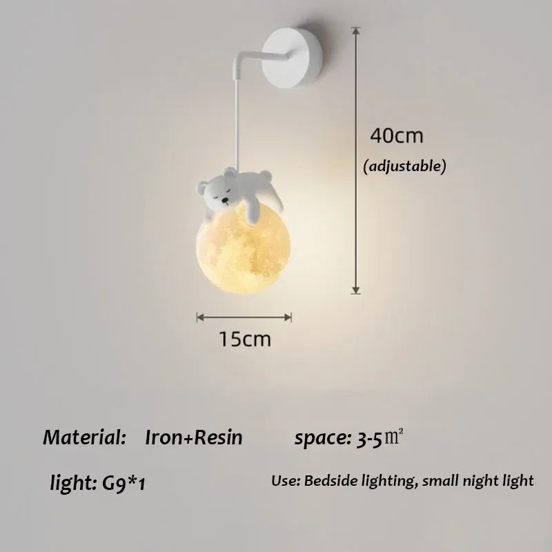 Nordic Little Bear LED Pendant Light - Minimalist Kids Chandelier Hanging Lamp