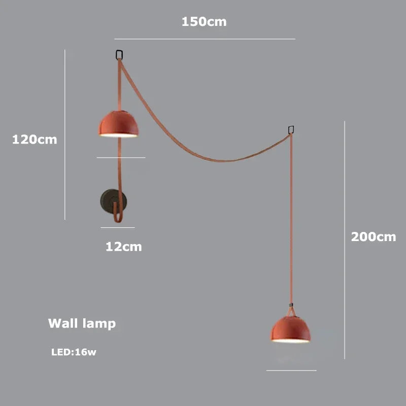 Italy Design Leather LED Pendant Lights Black Orange Lustre Villa Lobby Islands Hanging Lamps Home Decor Factory Outlet Lighting