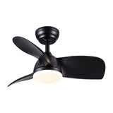 28 In Intergrated LED Ceiling Fan Lighting with Black ABS Blade Black ABS