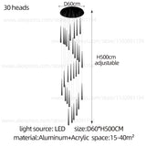 LED Pendant Light Modern Living Room Chandelier Villa Loft Large Pendant Light Minimalist Duplex High-Rise Long Stair Chandelier