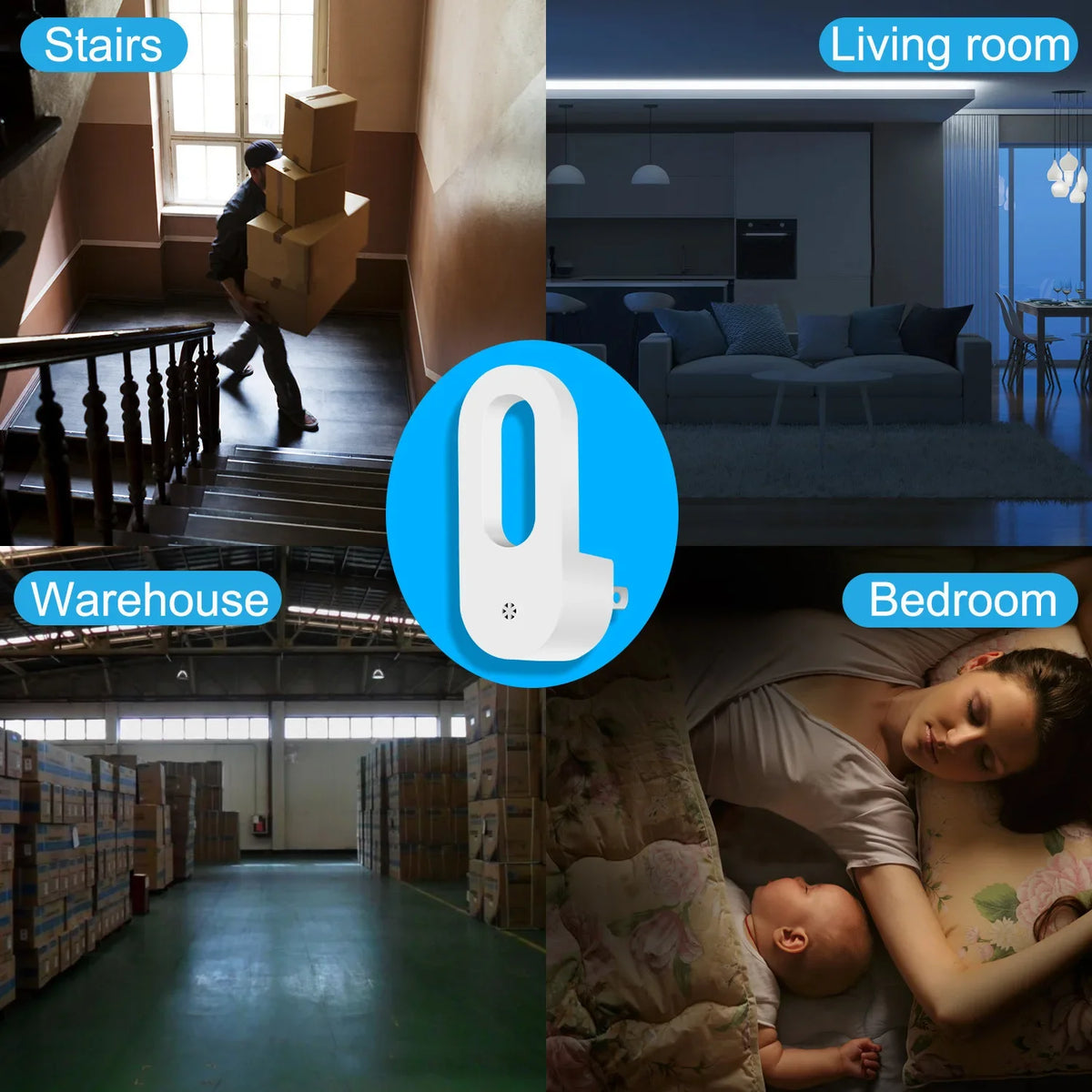 LED Night Light with Dusk-to-Dawn Twilight Sensor (EU/US Plug) - Warm White Energy Saving Plug-In Wall Lamp for Kids Room, Bedroom & Hallway