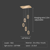 Modern Rings LED Chandeliers For Staircase Luxury Long Hanging pendant Lamps Gold Creative Indoor Attic Lighting Lustre Fixtures