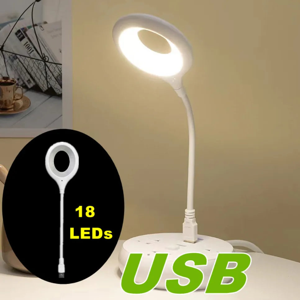 USB Direct Plug Portable Lamp 18LED  Dormitory Bedside Lamp Eye Protection Student Study Reading Available Night Light lighting